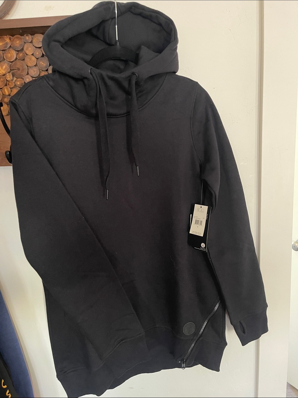 Volcom Men's Black Crewneck Hoodie with Funnel Neck